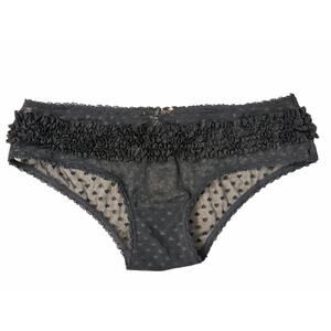 Rare VS Sexy Little Things Satin Ruffle Sissy Bikini‎ Panty Size M Black Vintage